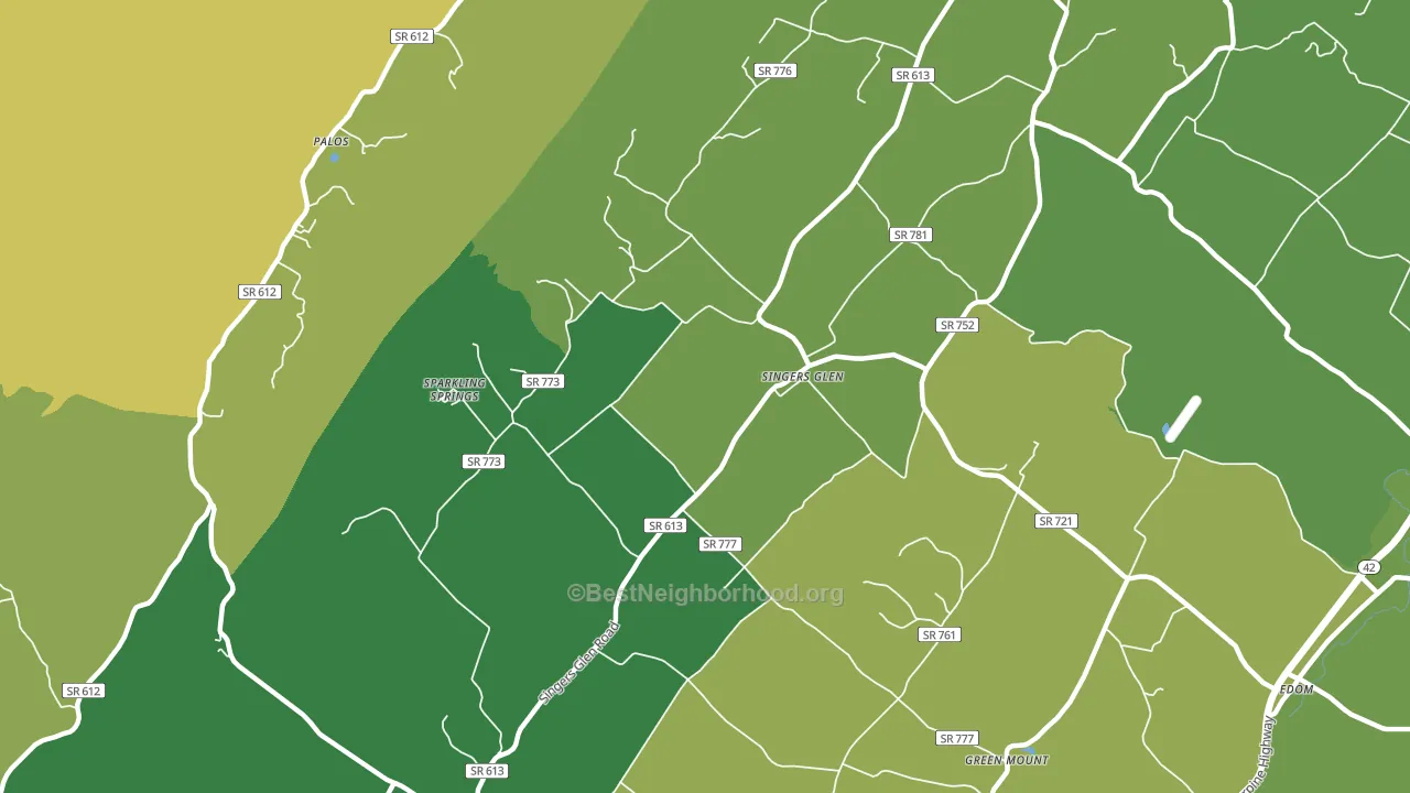 Singers Glen, VA block-group voter-turnout map