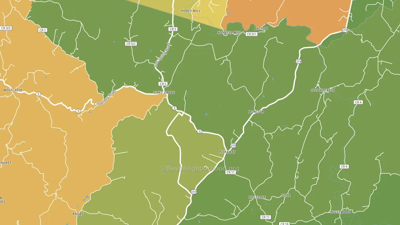 Sinks Grove, WV block-group voter-turnout map