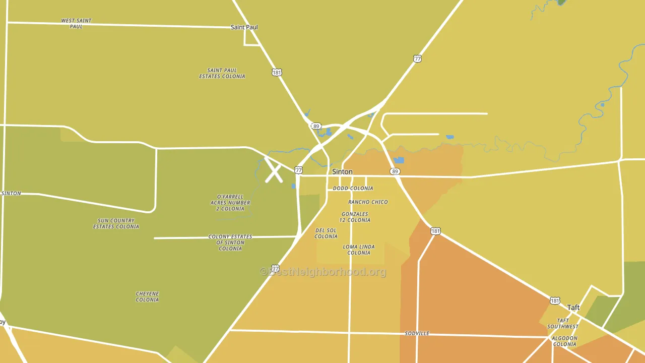 Sinton, TX block-group voter-turnout map