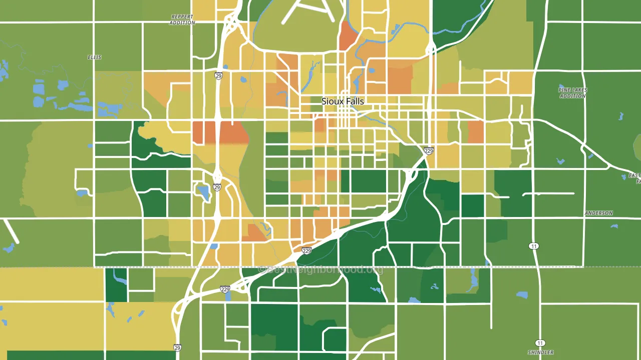 Sioux Falls, SD block-group voter-turnout map
