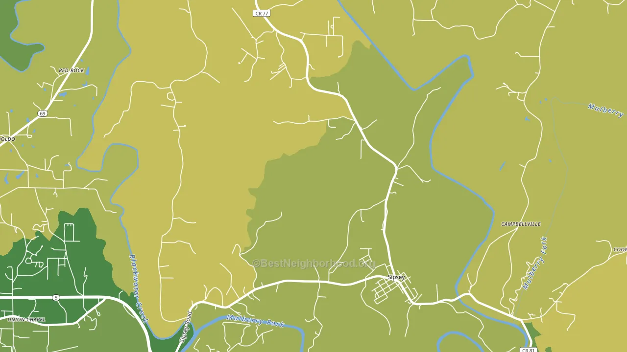 Sipsey, AL block-group voter-turnout map