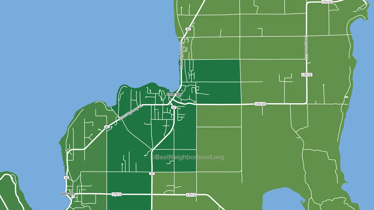 Sister Bay, WI block-group voter-turnout map