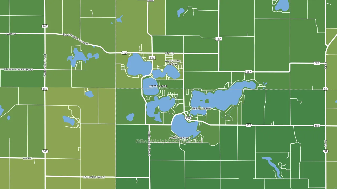Sister Lakes, MI block-group voter-turnout map