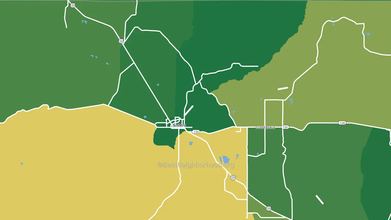 Sisters, OR block-group voter-turnout map