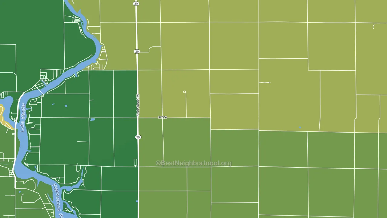 Sitka, IN block-group voter-turnout map