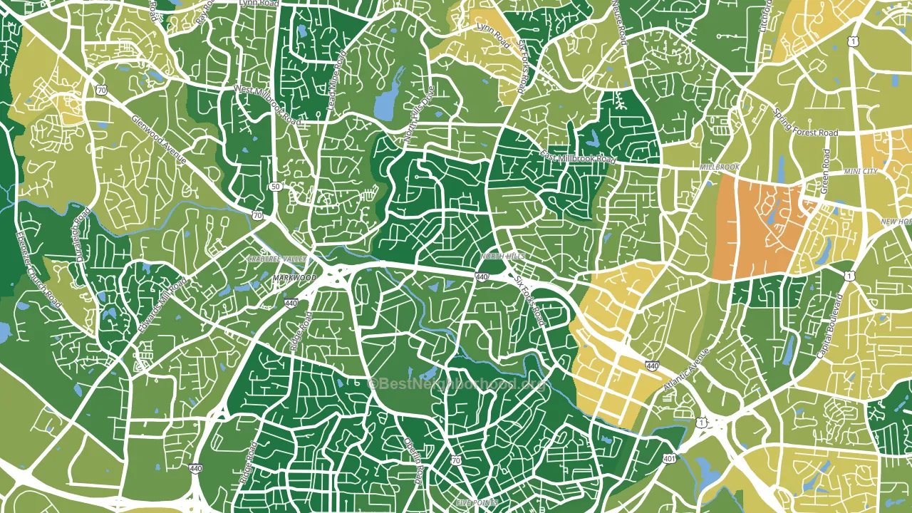 Six Forks, Raleigh, NC block-group voter-turnout map