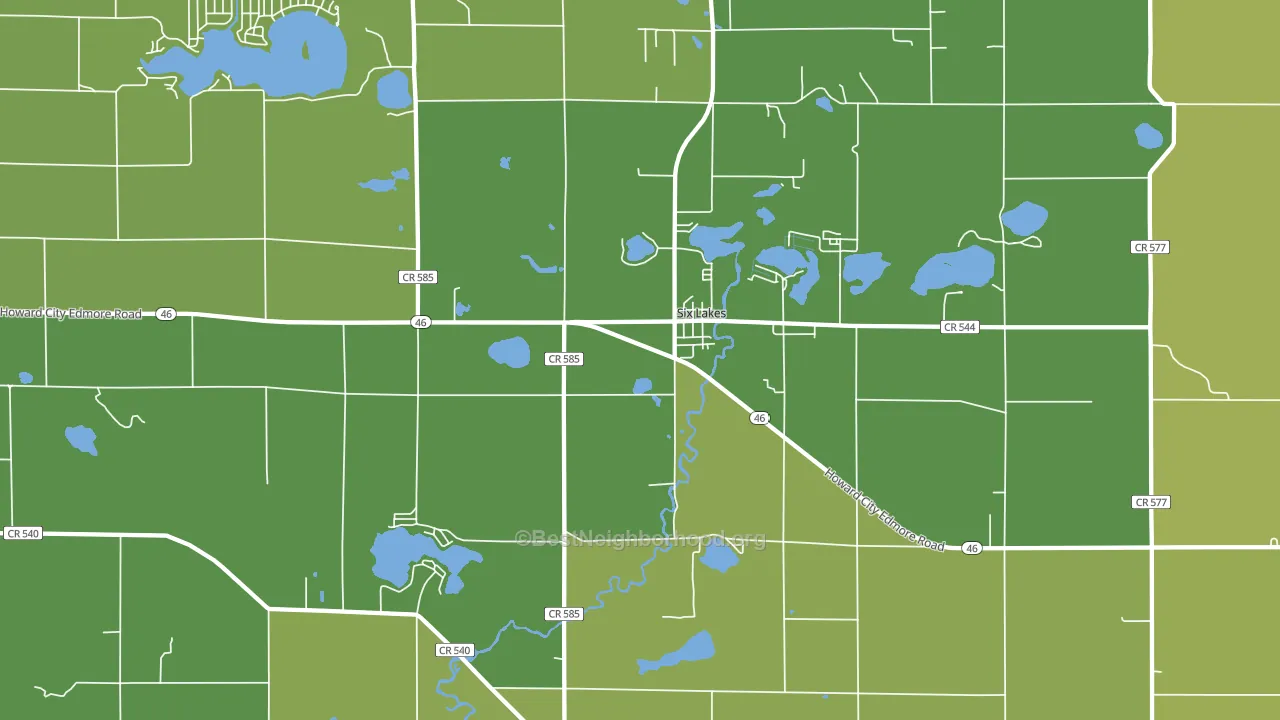 Six Lakes, MI block-group voter-turnout map
