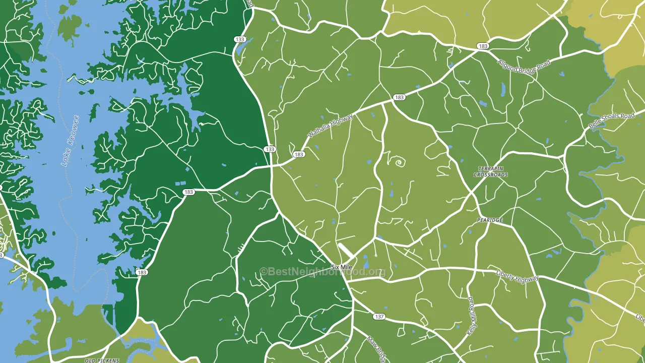 Six Mile, SC block-group voter-turnout map