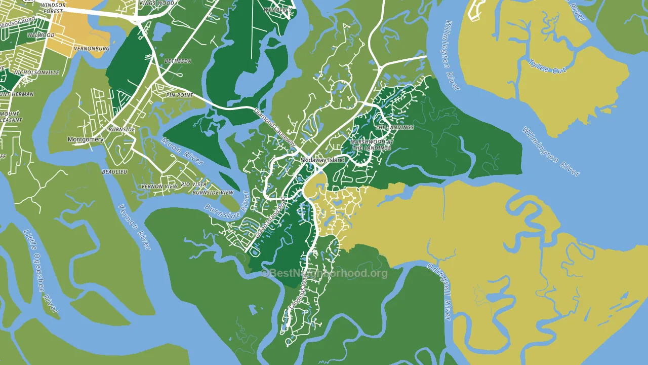 Skidaway Island, GA block-group voter-turnout map