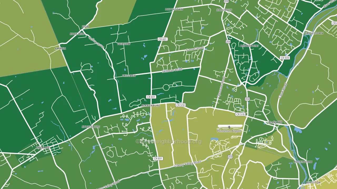 Skillman, NJ block-group voter-turnout map