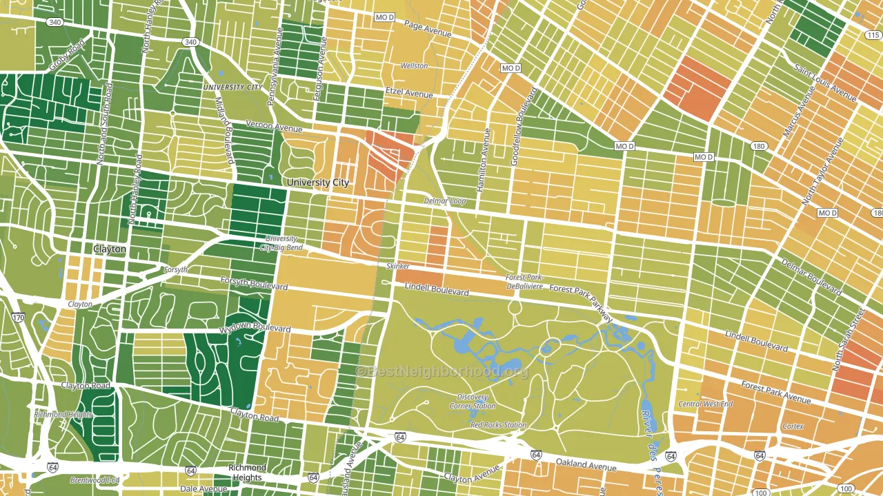 Skinker-Debaliviere, St. Louis, MO block-group voter-turnout map
