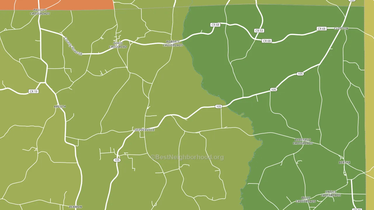 Skipperville, AL block-group voter-turnout map