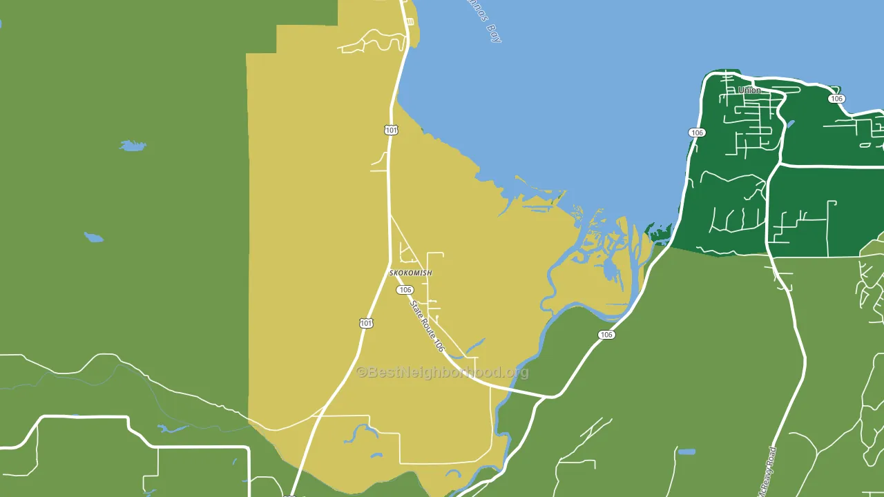 Skokomish, WA block-group voter-turnout map