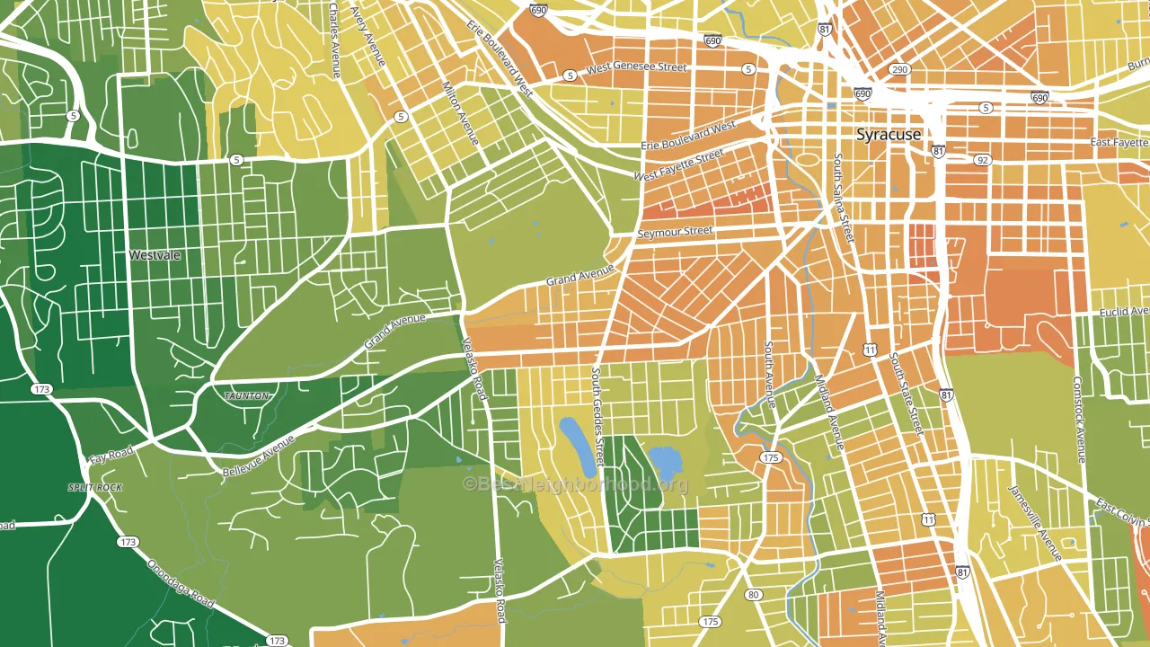 Skunk City, Syracuse, NY block-group voter-turnout map