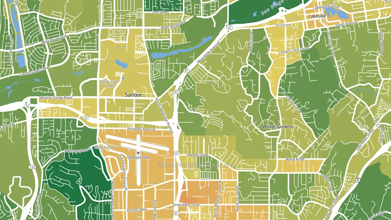 Sky Ranch, Santee, CA block-group voter-turnout map