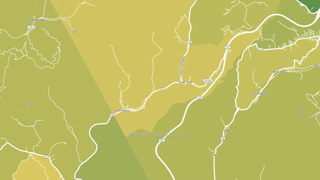 Slab Fork, WV block-group voter-turnout map