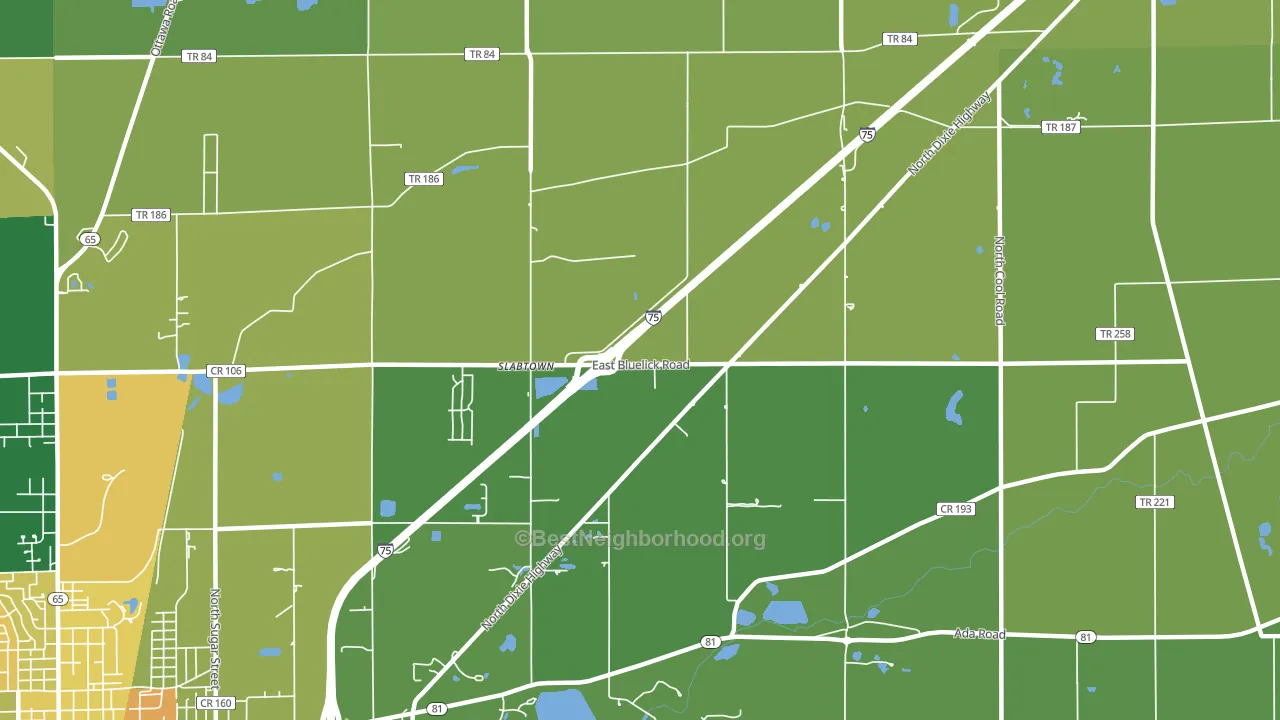 Slabtown, OH block-group voter-turnout map