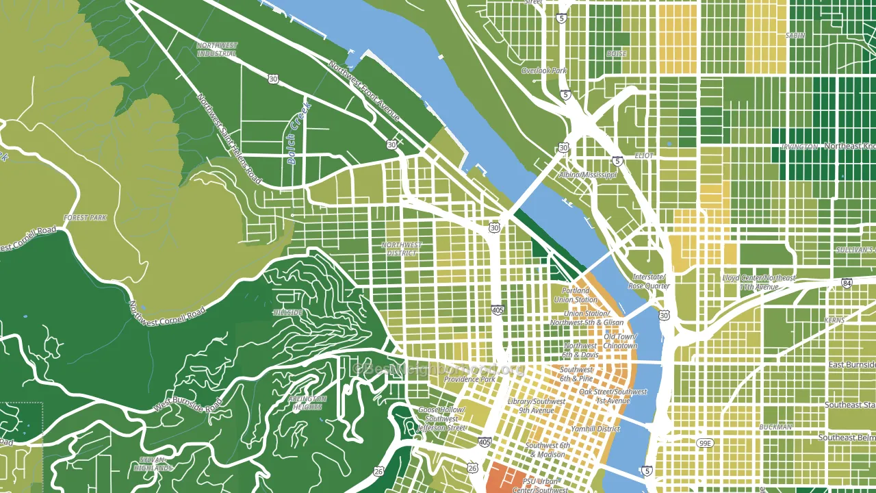 Slabtown, Portland, OR block-group voter-turnout map
