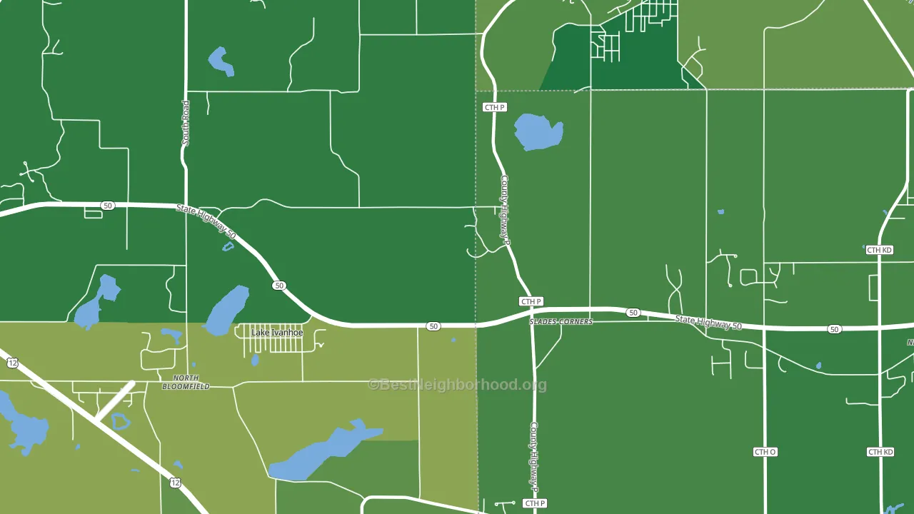Slades Corner, WI block-group voter-turnout map