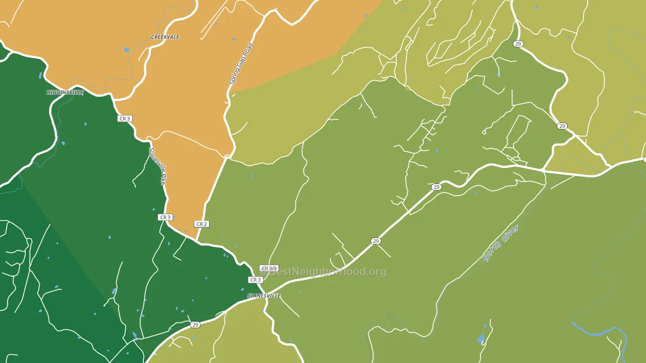 Slanesville, WV block-group voter-turnout map