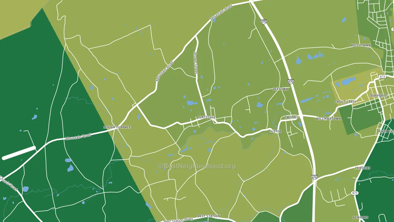Slatedale, PA block-group voter-turnout map