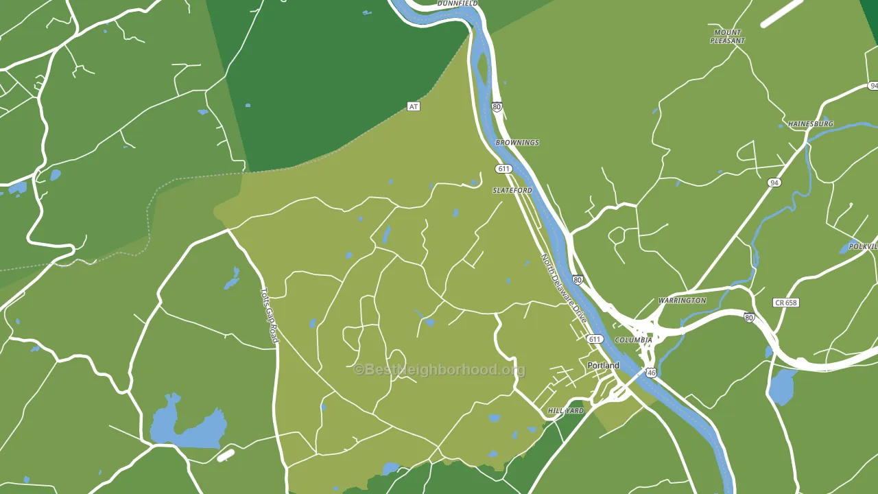 Slateford, PA block-group voter-turnout map