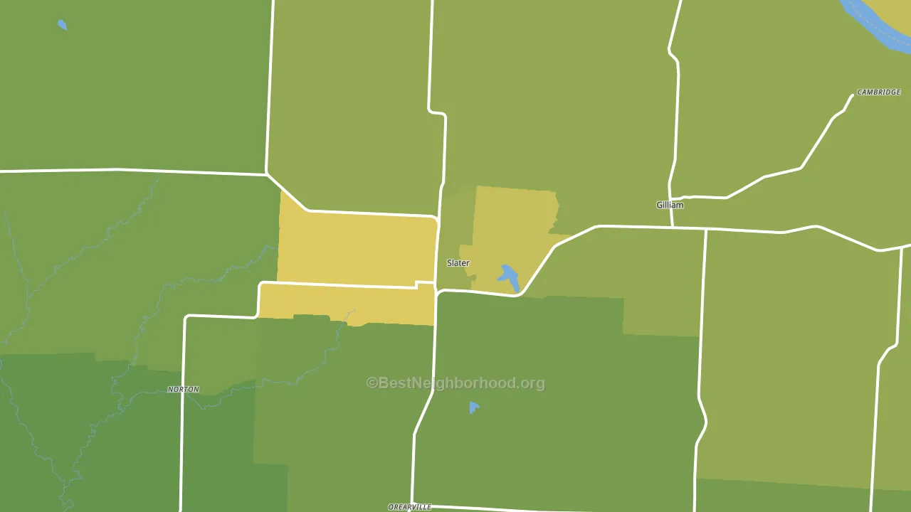 Slater, MO block-group voter-turnout map