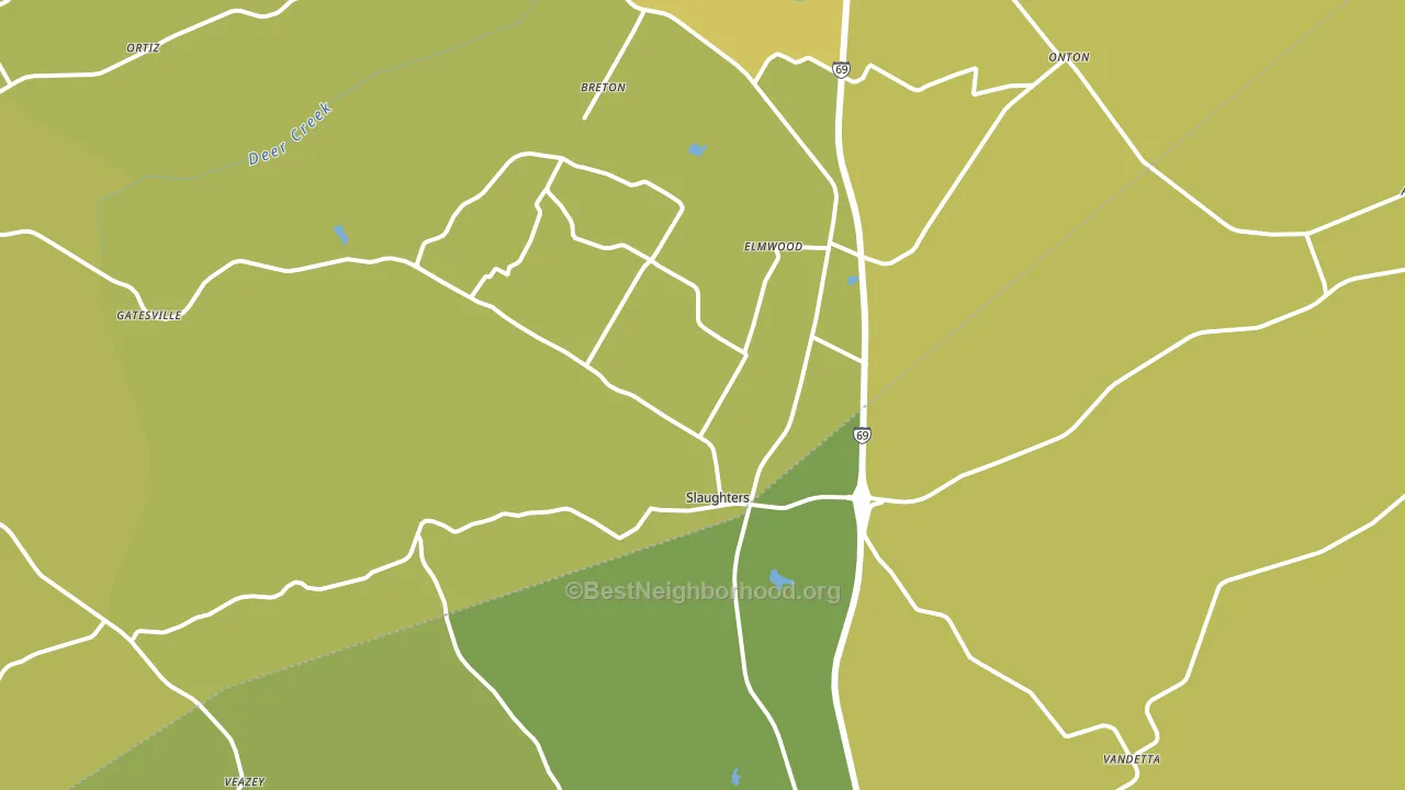 Slaughters, KY block-group voter-turnout map