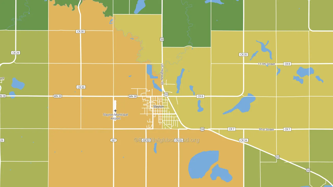 Slayton, MN block-group voter-turnout map