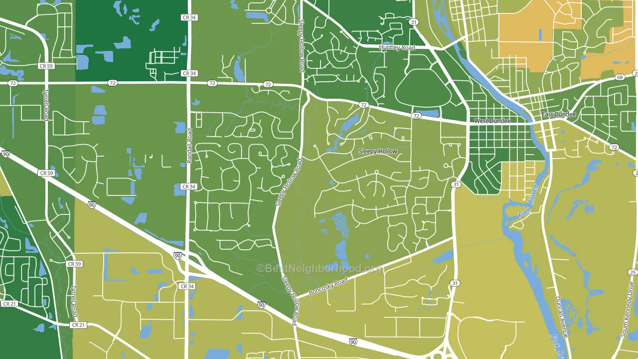 Sleepy Hollow, IL block-group voter-turnout map