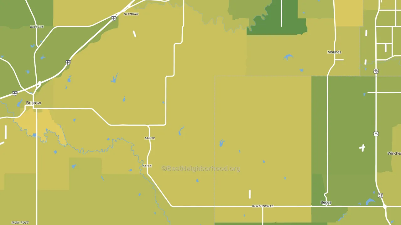 Slick, OK block-group voter-turnout map