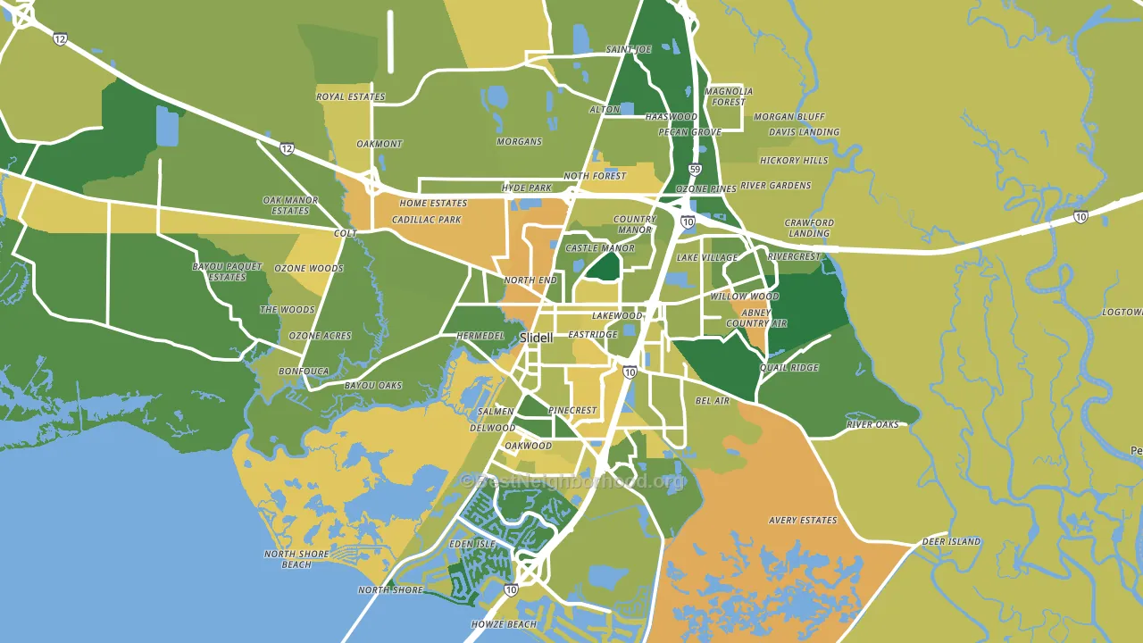 Slidell, LA block-group voter-turnout map
