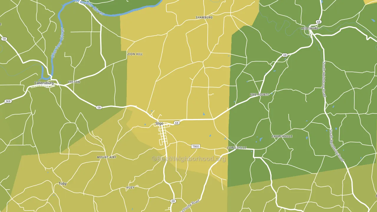 Sligo, PA block-group voter-turnout map