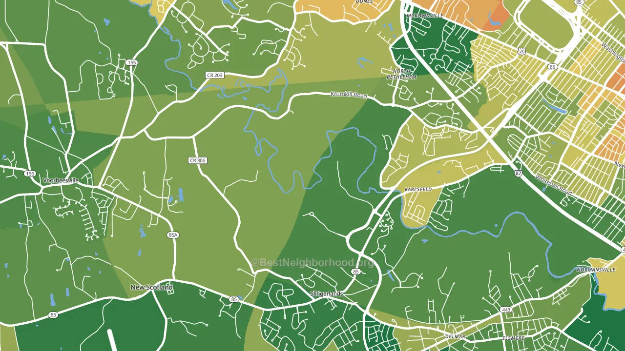 Slingerlands, NY block-group voter-turnout map