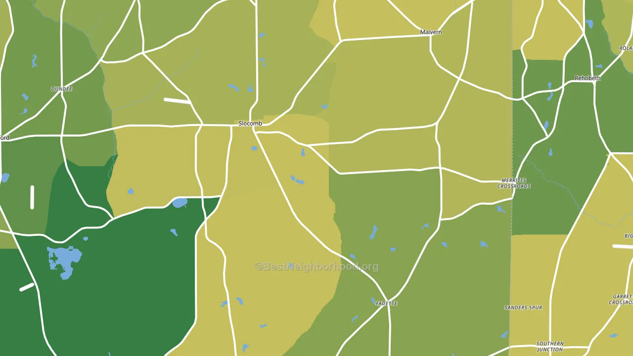 Slocomb, AL block-group voter-turnout map