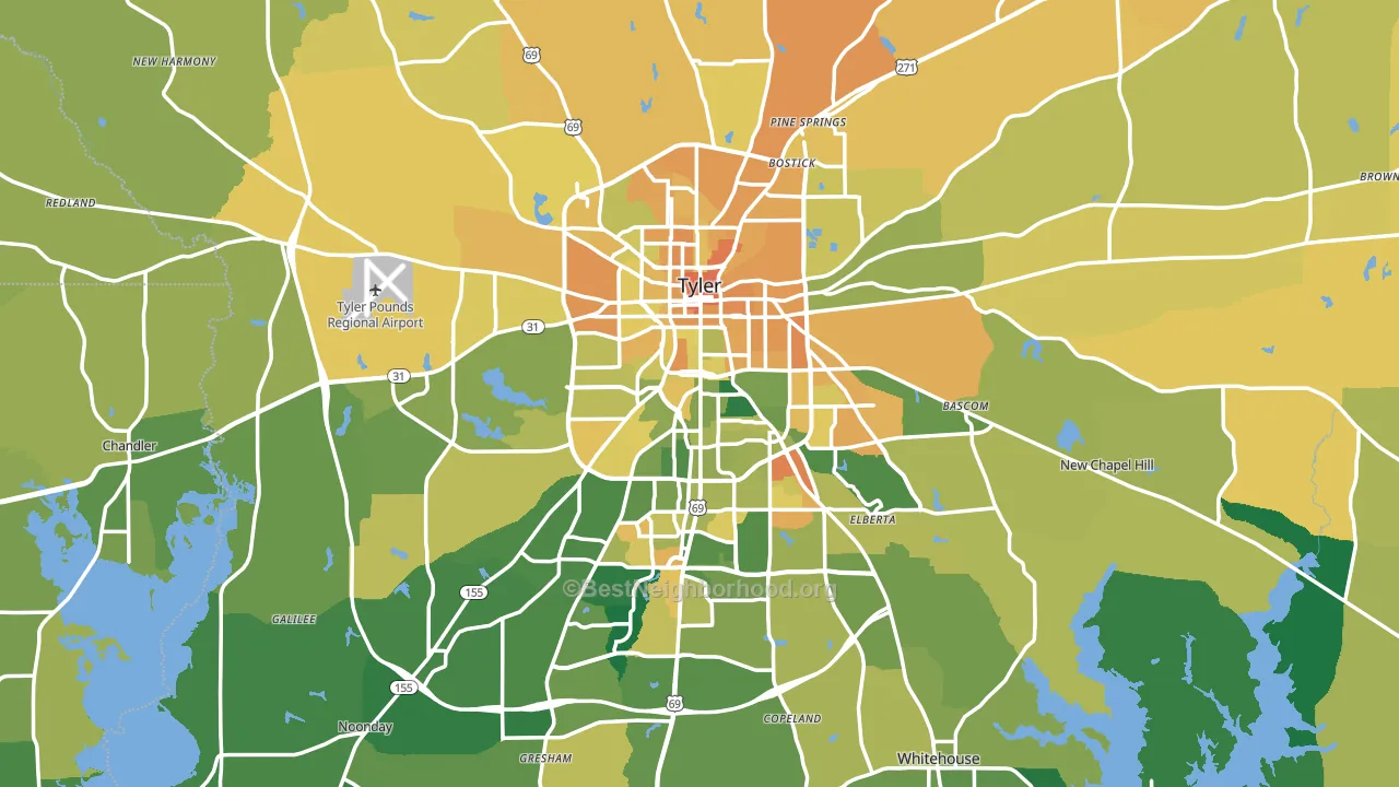 Smith County, TX block-group voter-turnout map