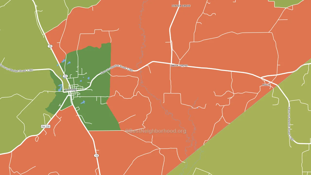 Smith Grove, TX block-group voter-turnout map
