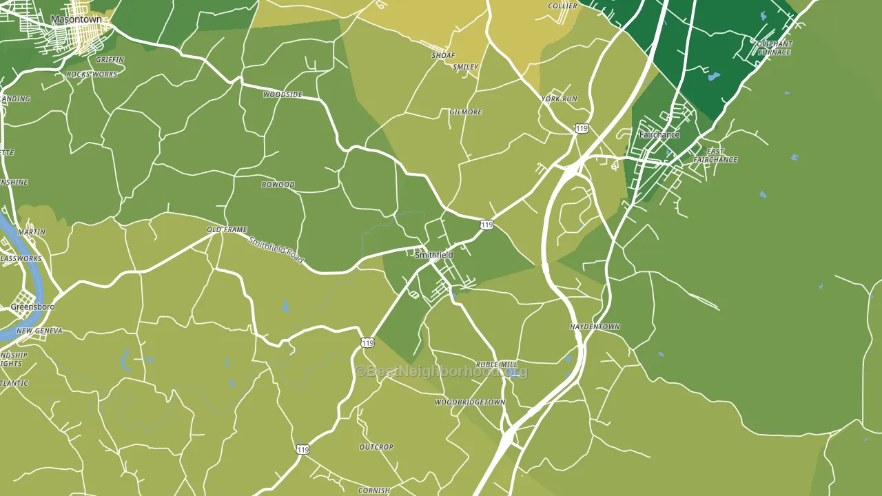 Smithfield, PA block-group voter-turnout map