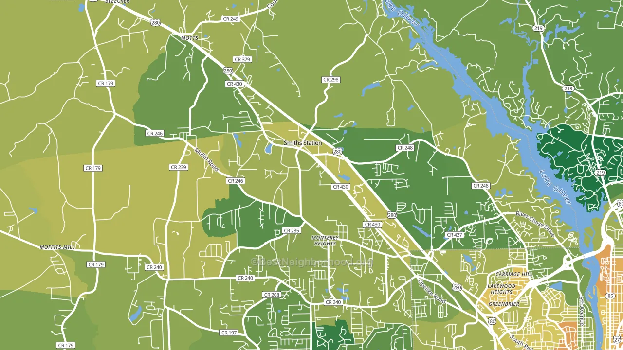 Smiths, AL block-group voter-turnout map