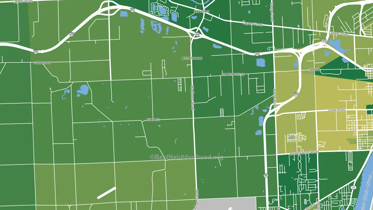 Smiths Creek, MI block-group voter-turnout map