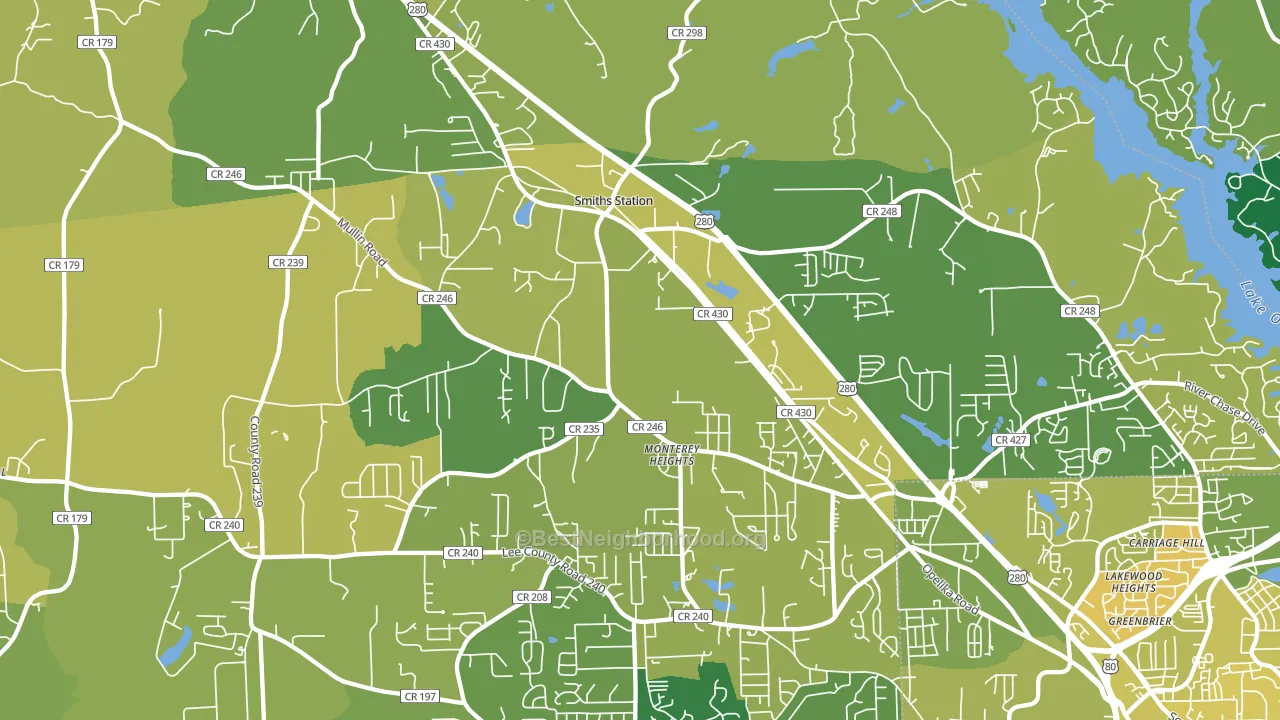 Smiths Station, AL block-group voter-turnout map