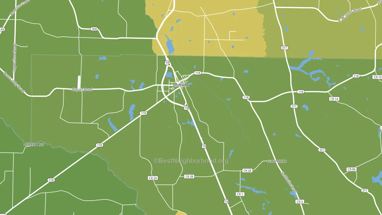Smithville, GA block-group voter-turnout map