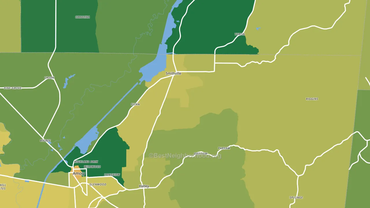 Smithville, MS block-group voter-turnout map