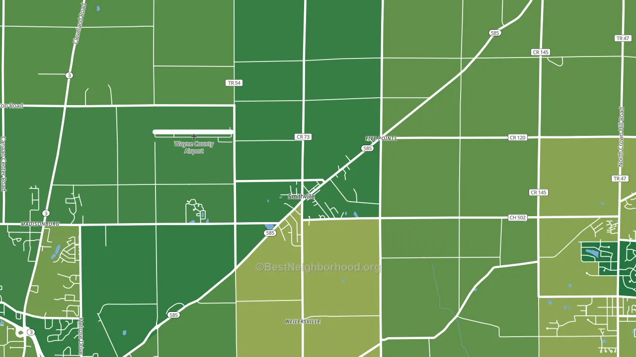 Smithville, OH block-group voter-turnout map