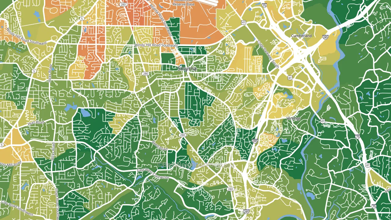 Smyrna, GA block-group voter-turnout map