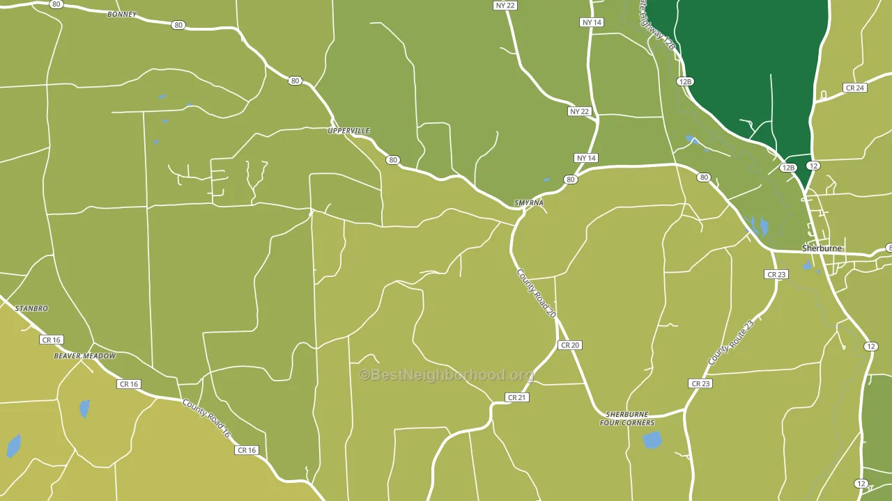 Smyrna, NY block-group voter-turnout map