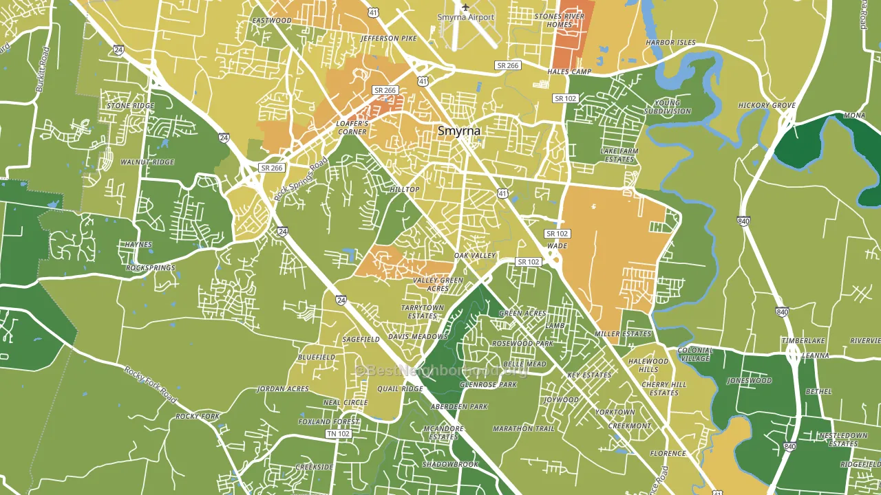 Smyrna, TN block-group voter-turnout map