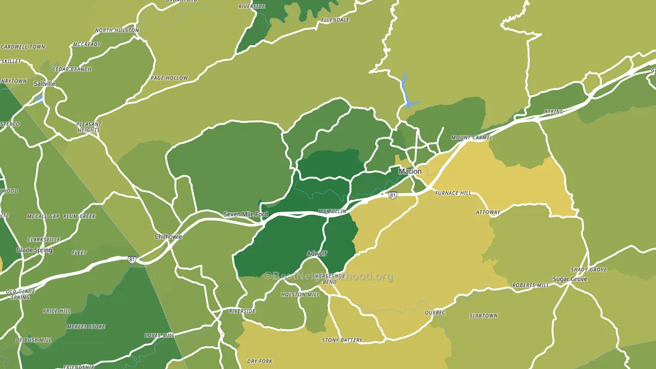 Smyth County, VA block-group voter-turnout map
