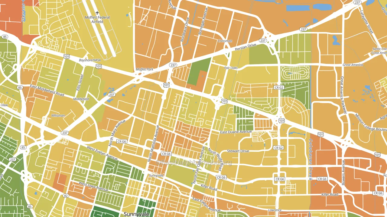 Snail, Sunnyvale, CA block-group voter-turnout map