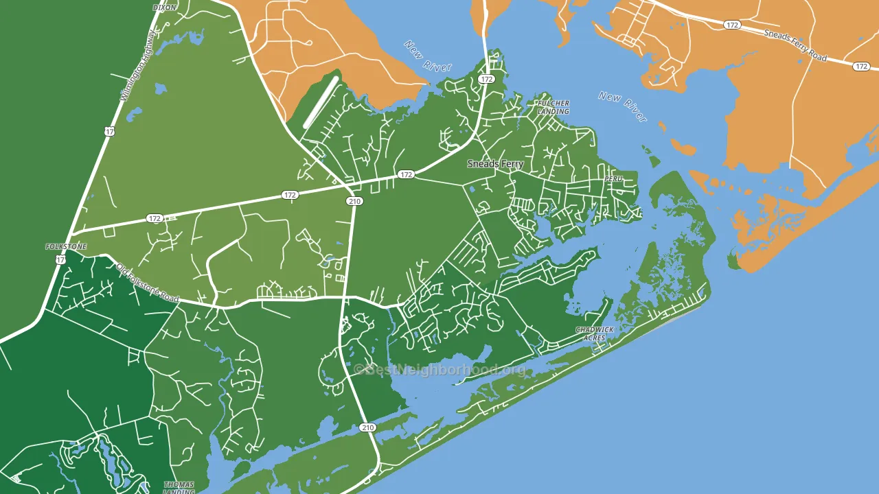 Sneads Ferry, NC block-group voter-turnout map